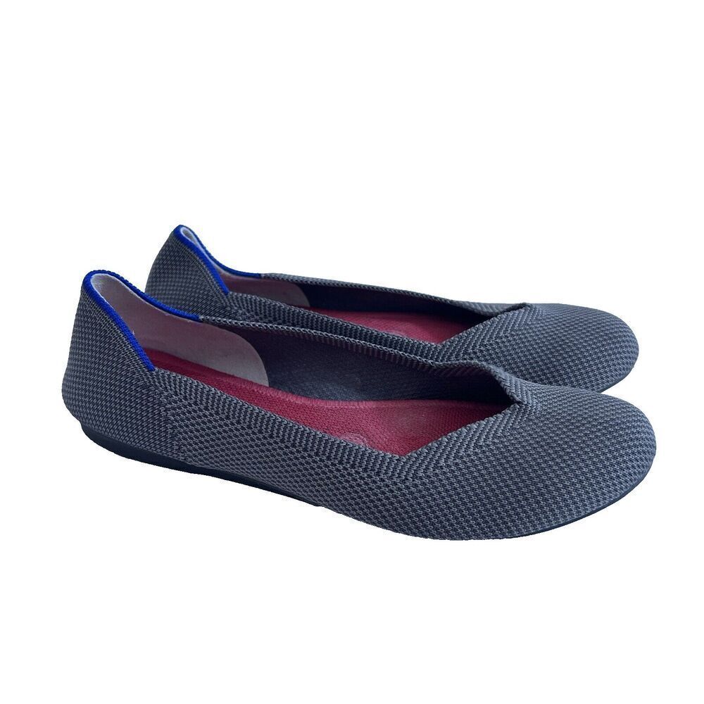 Rothy’s Round Toe Flats Pebble Grey Slip On Shoes 6.5 Women’s Casual Comfort